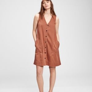Gap Sleeveless V-Neck Dress in Copper Brown